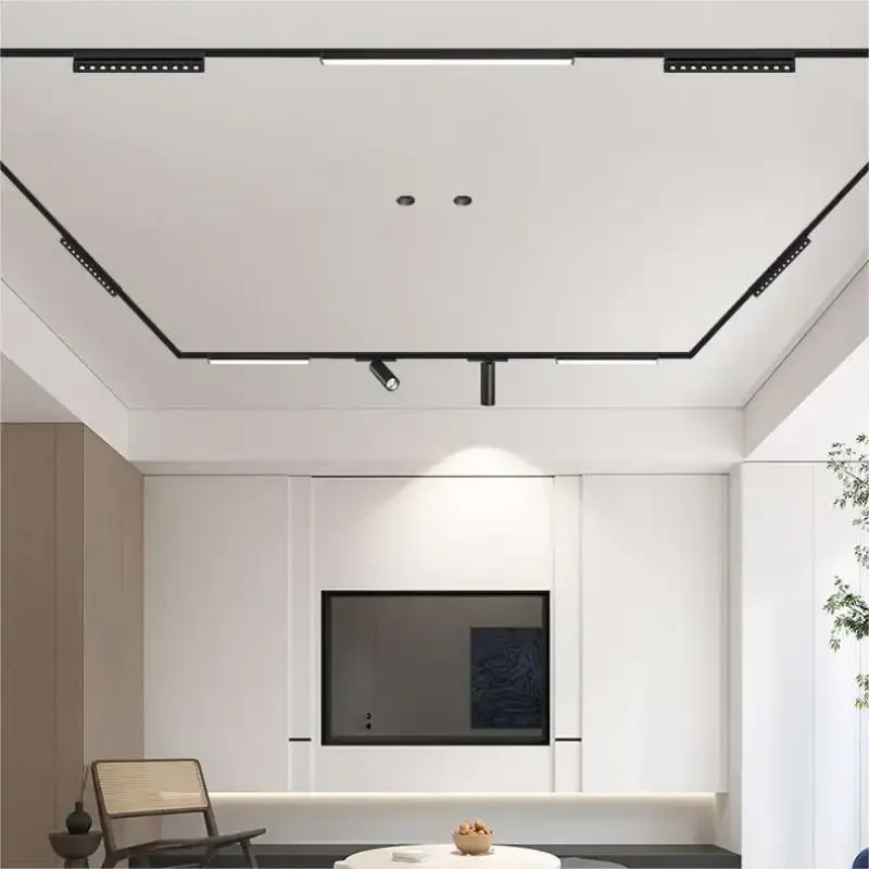 6MM Thin Smart Tuya Zigbee Dimmable Ceiling Surface Mount Magnetie Track Light System Black White Slim Lamp Safe DC48V for Home 6