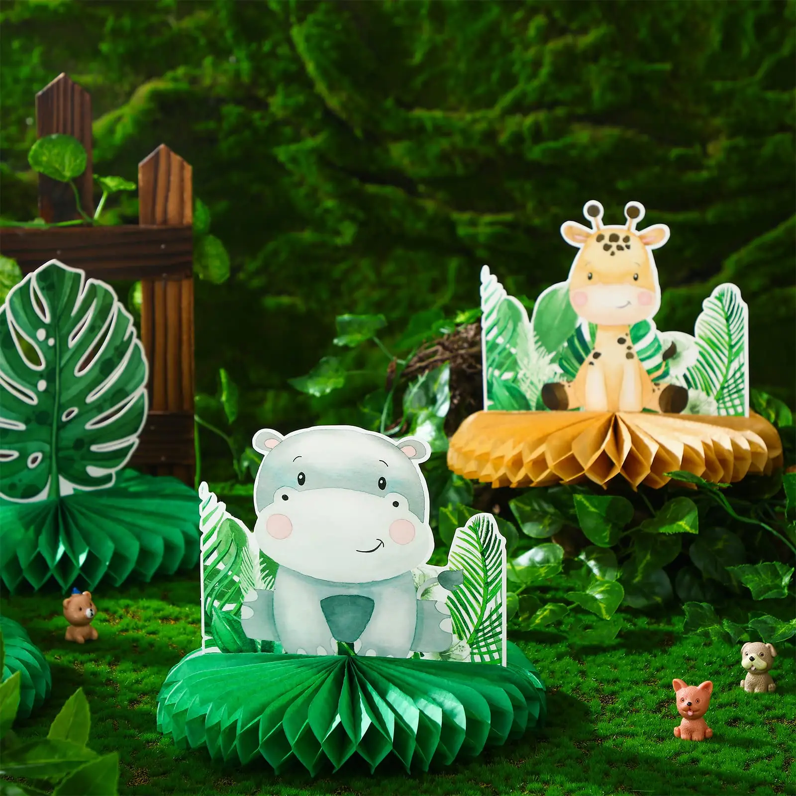 10 Pcs Safari Baby Shower Decorations For Boy Honeycomb...