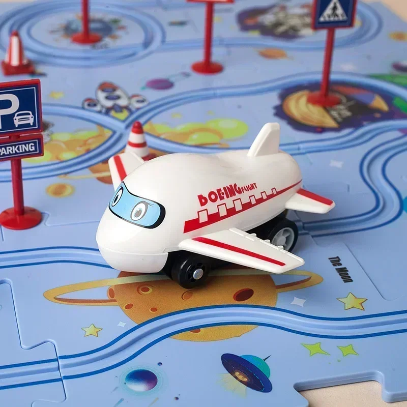 DIY Assembly of Electric Track City Scene Children's Educational Track Car Puzzle Car Game Set game mat 5-25Pcs Children's Gifts