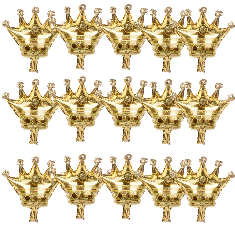 

15PCS Mini Gold Crown Aluminum Balloon Baby Shower Happy Birthday Wedding Party Relocation Decorated Children's toy Happy Globe