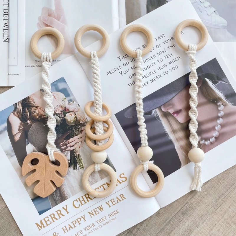 1Set Wooden Baby Play Gym Frame Pendants Cotton Thread Newborn