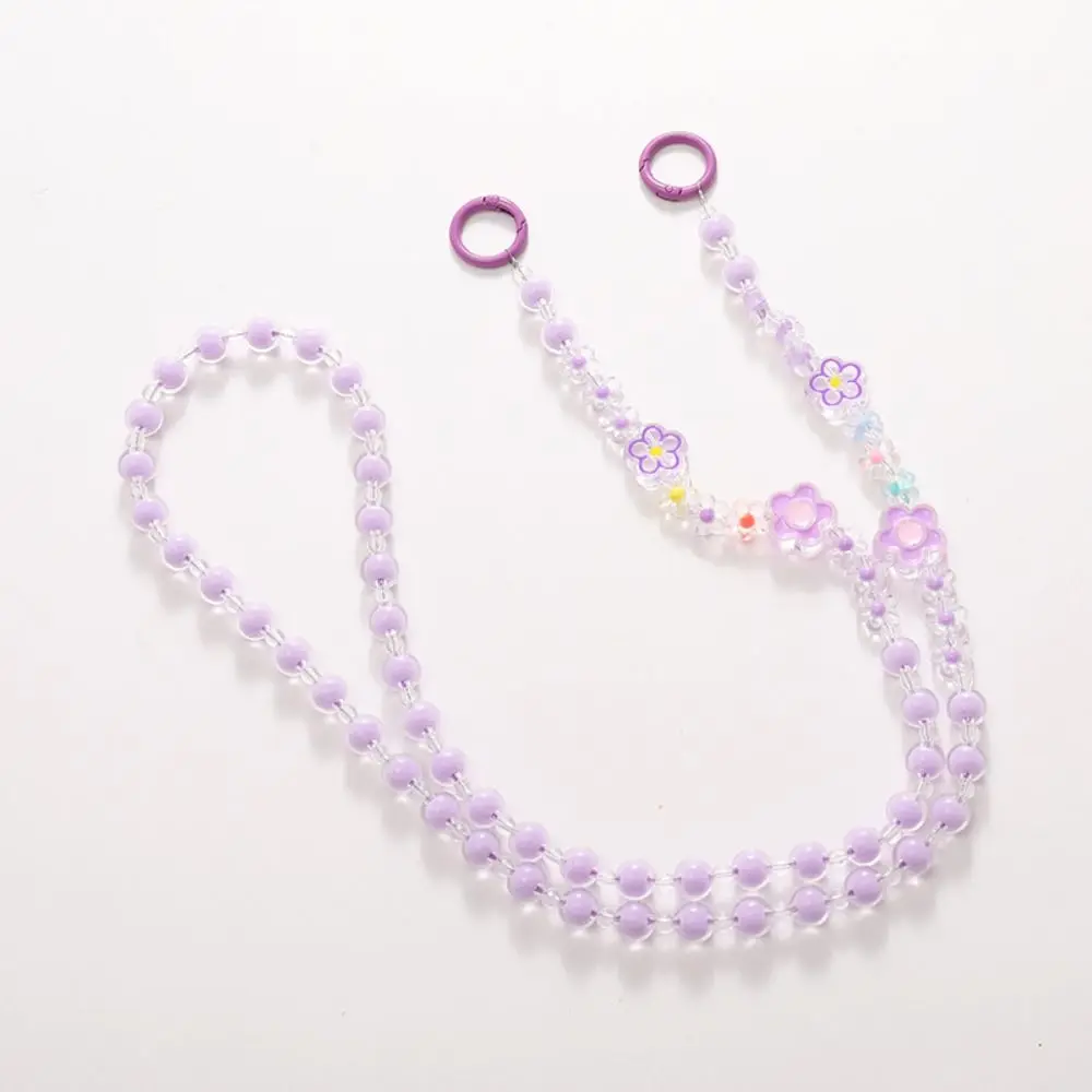 Fashion Colorful Beaded Strap Mobile Phone Lanyard Anti-lost Necklace Chain Doll Lanyard Portable Shoulder Strap Bag Accessory
