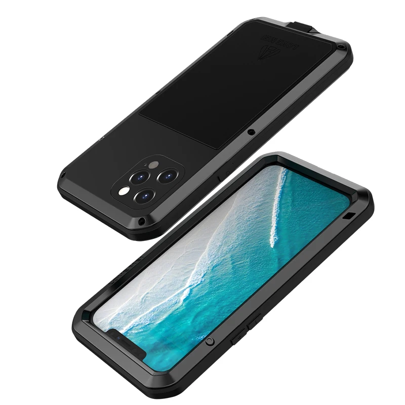 Love Mei Heavy Duty Protection Cases For Iphone 15 14 13 12 11 Pro XS Max X XR 8 7 Plus SE 2022 Metal Aluminum Armor Case Cover