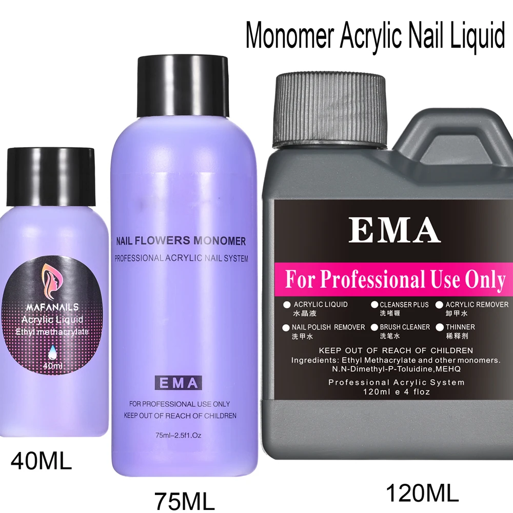 EMA Monomer 120ML 75ML 40ML Acrylic Liquid For Acrylic Powder NonYellowing EMA Monomer Liquid For Nail Extension Carving nail acrylic liquid