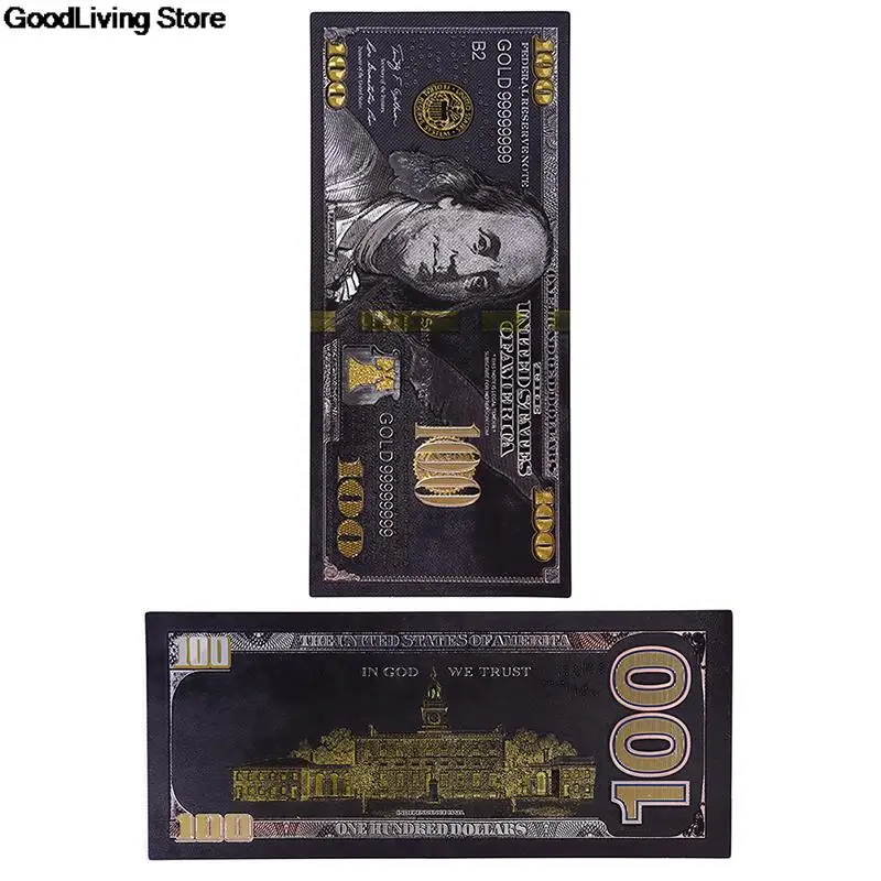 1PCS Gold Plated Banknotes Antique Black Gold Foil USD 100 Currency Commemorative Dollars Banknotes Decor fake money billet euro commemorative banknotes,gold plated banknote,fake money prop toy,euro banknote ornament