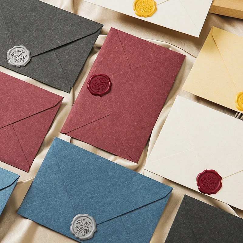 5pcs Solid Thick Envelopes Set Retro Handwritten Love Letter Pads Exquisite Wedding Party Supplies Korean Stationery Gift Bags