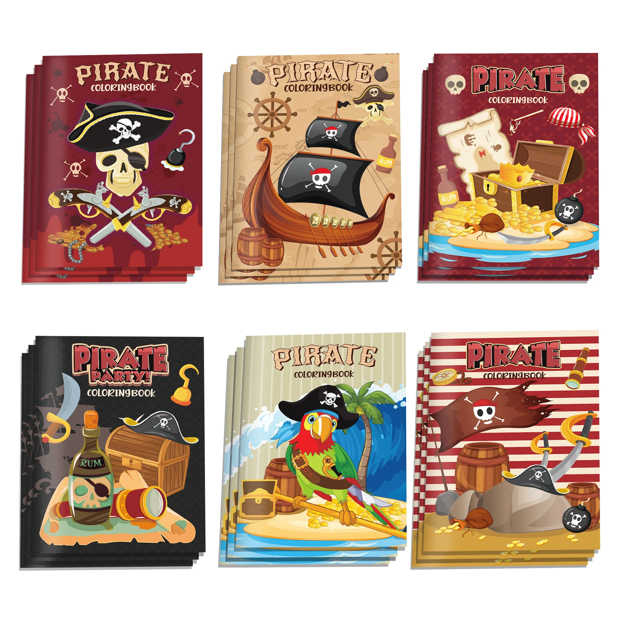 12 Stück Piraten-Mini-Malbücher Graffiti-Schiffe Schätze Malbuch Geburtstagsparty-Geschenke Zeichenbuch