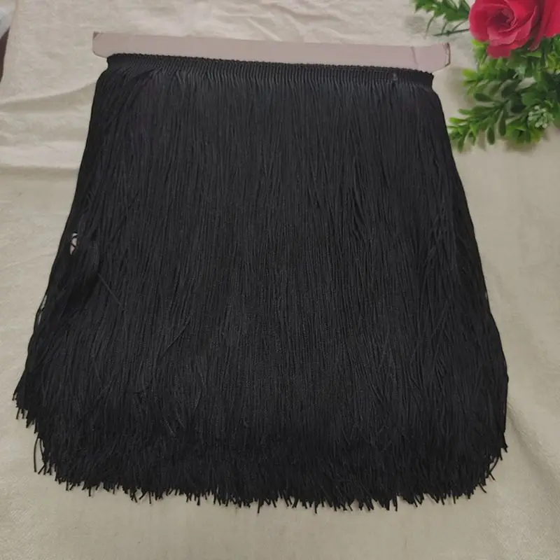 10/15/20/25/30cm 길이 10 미터 블랙 프린지 트림 술 Vestido Flecos Borlas De Seda Borlas Flecos Tasseles 트림 액세서리