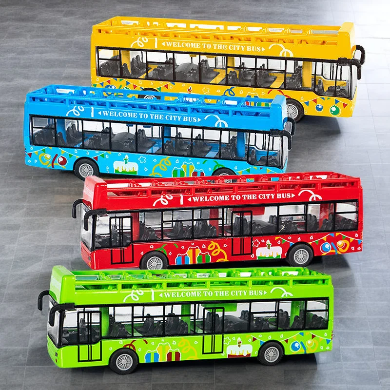 1/50 Double Decker Bus City Tour ABS Car Model Simulate Exquisite Interesting Bus Toys Gifts for Children Convertible Bus car
