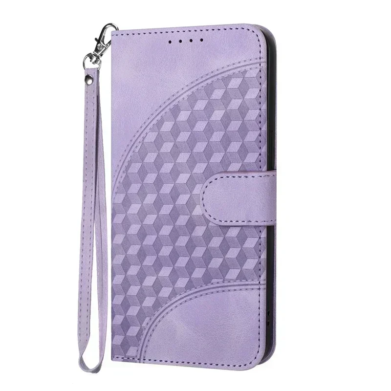Luxurious 3D Lattice Leather Flip Wallet Case – Elegant and Durable Cover