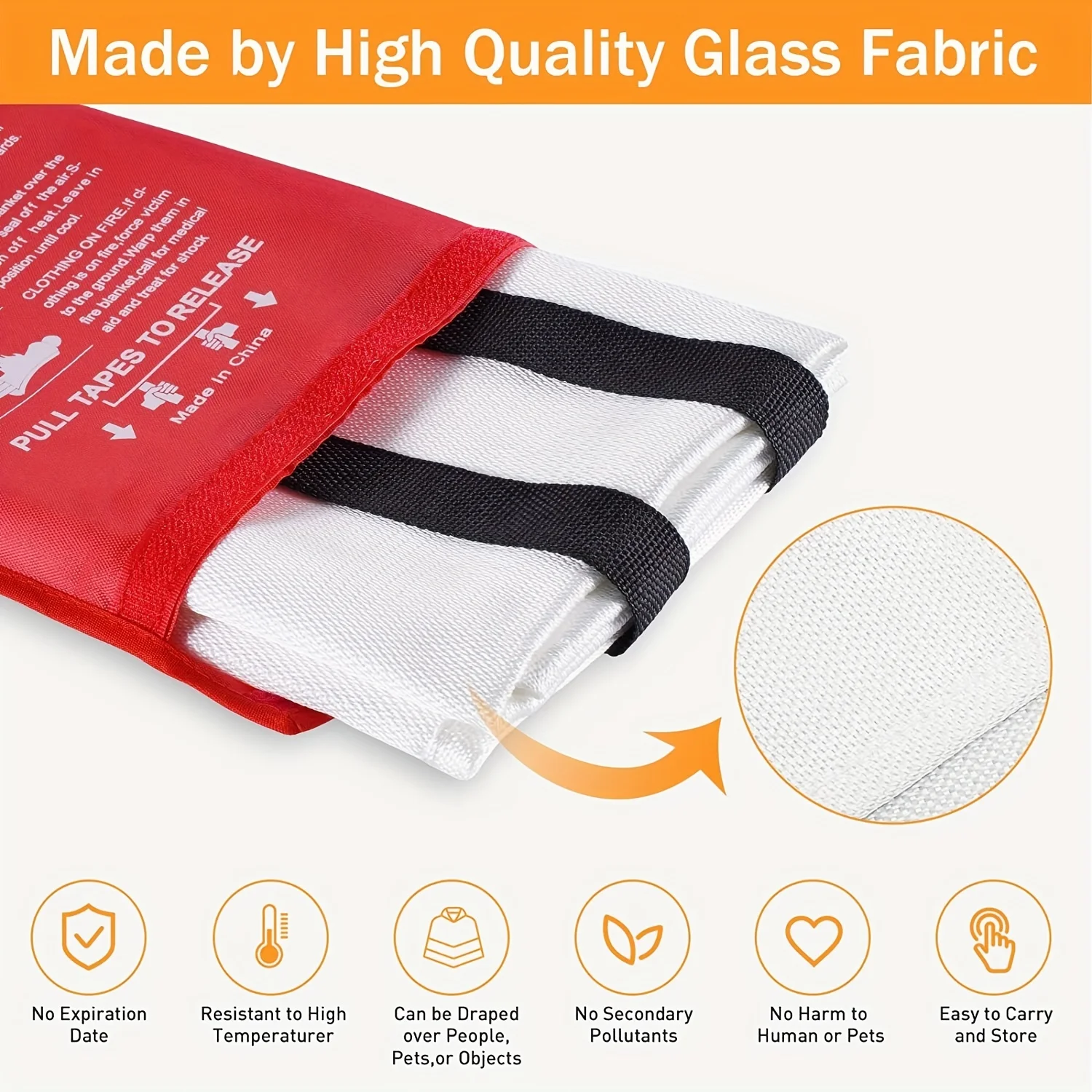 Fire Blanket, Emergency Fire Suppression Blanket for Home and Kitchen, Prepared Fiberglass Blanket Hero Great for School, F