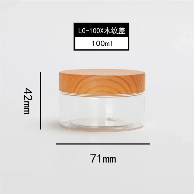 Clear Plastic Jar Lids Empty Wood Color Cosmetic Containers Makeup Box Travel Bottle 100ml 150ml 180ml 200ml 250ml 300ml 500ml