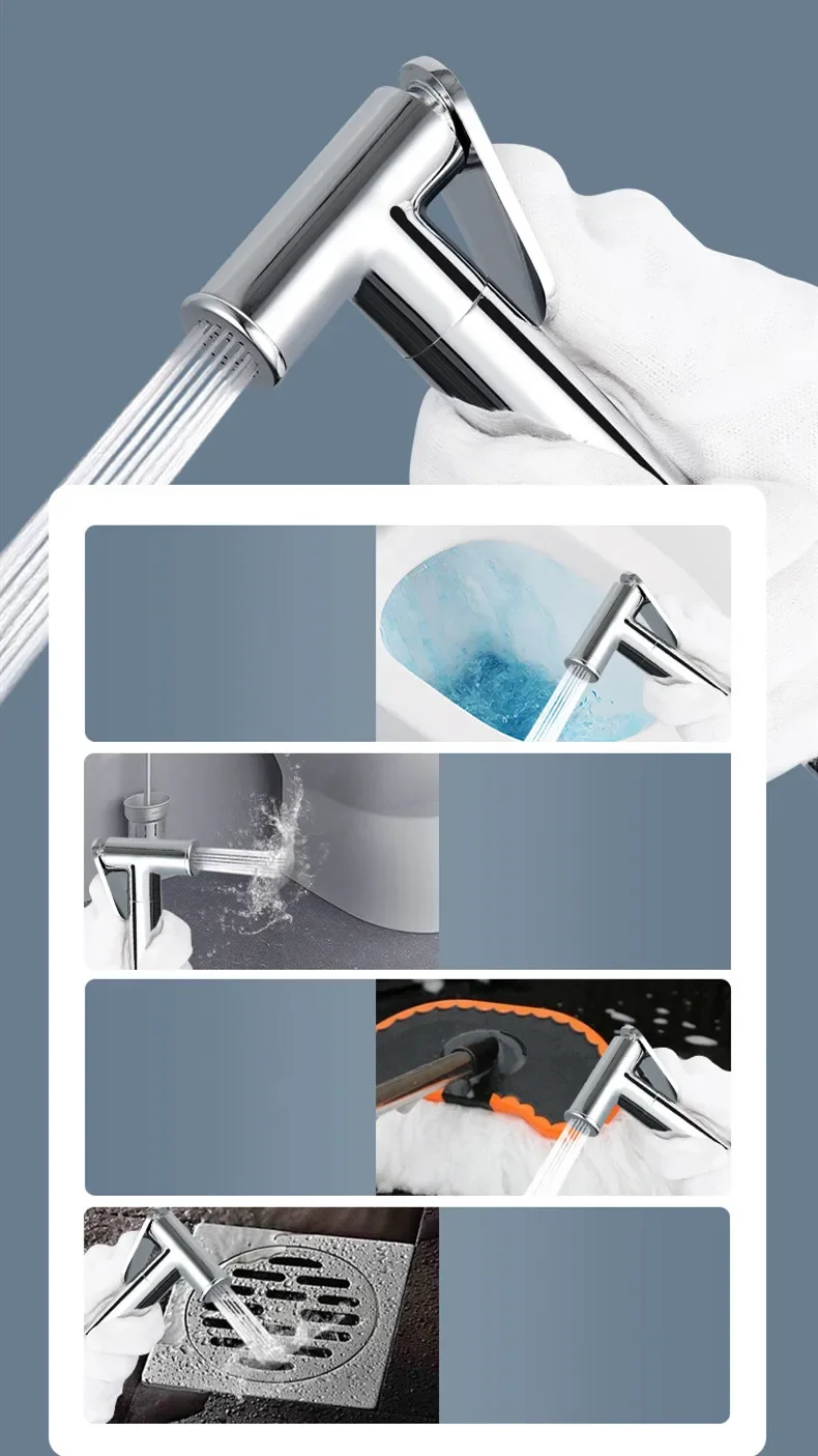 Description Picture 5 of itemWall Mounted Toilet Bidet Sprayer Set Brass Single Cold Shattaf Bathroom Sprayer Shower Bidet High Pressure Gun Chrome Gold