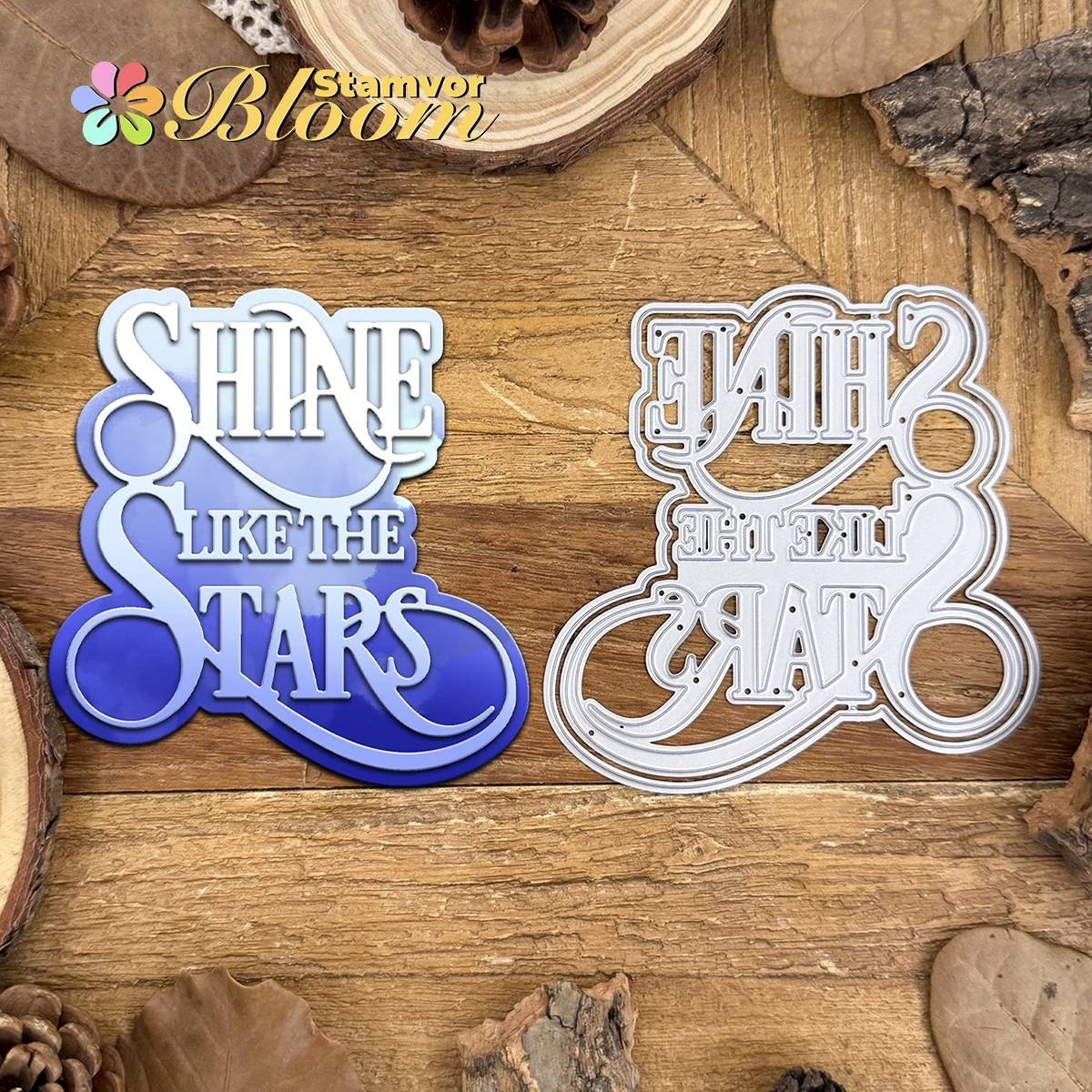 오리지널 러블리 워드 타이틀 SHINE LIKE THE STARS 금속 절단 다이 스크랩북 장식 엠보싱