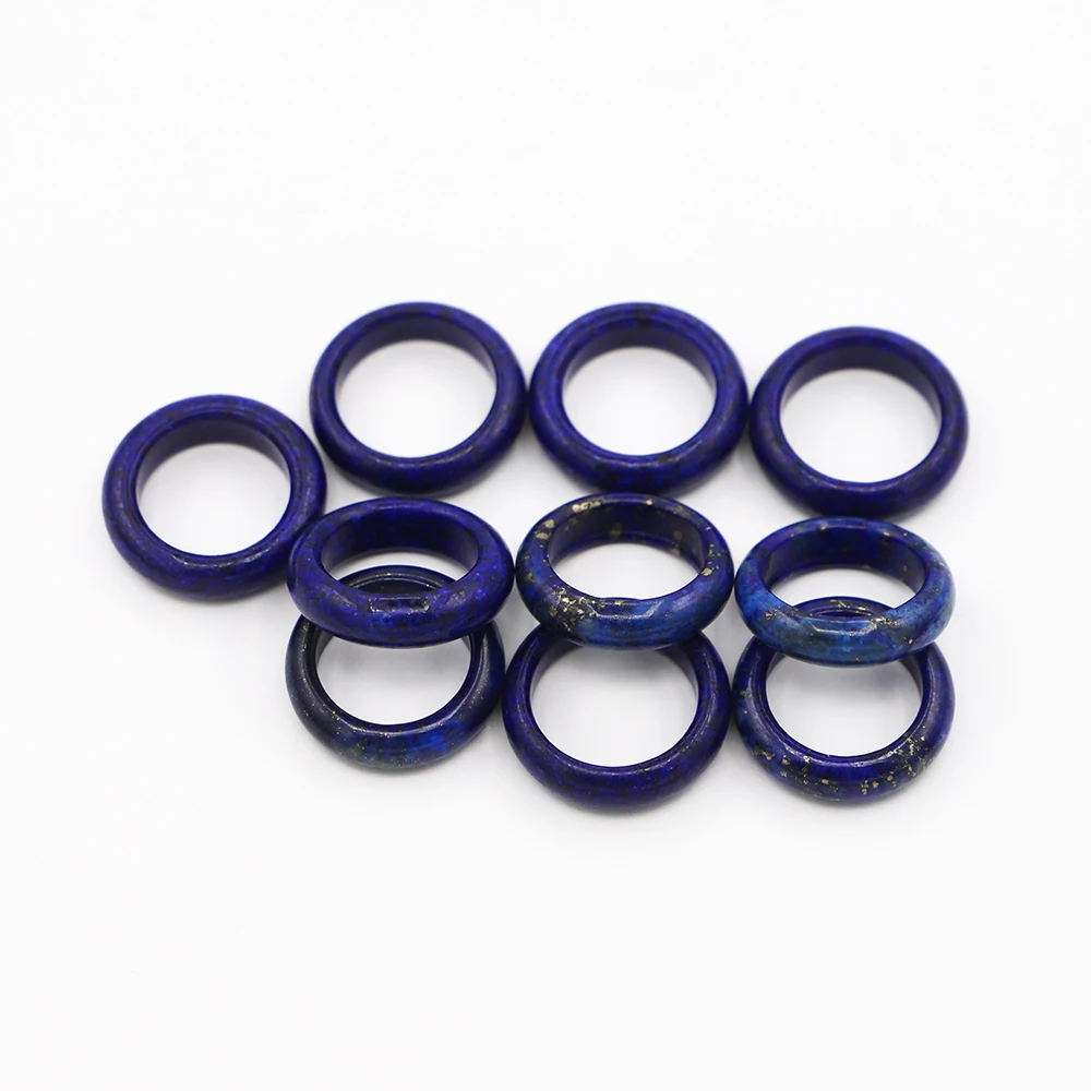 Free Shipping Natural Ore Lapis Lazuli Ring Fashion Simple Temperament Unisex Round Finger Pointing Gift Jewelry Wholesale 8Pcs