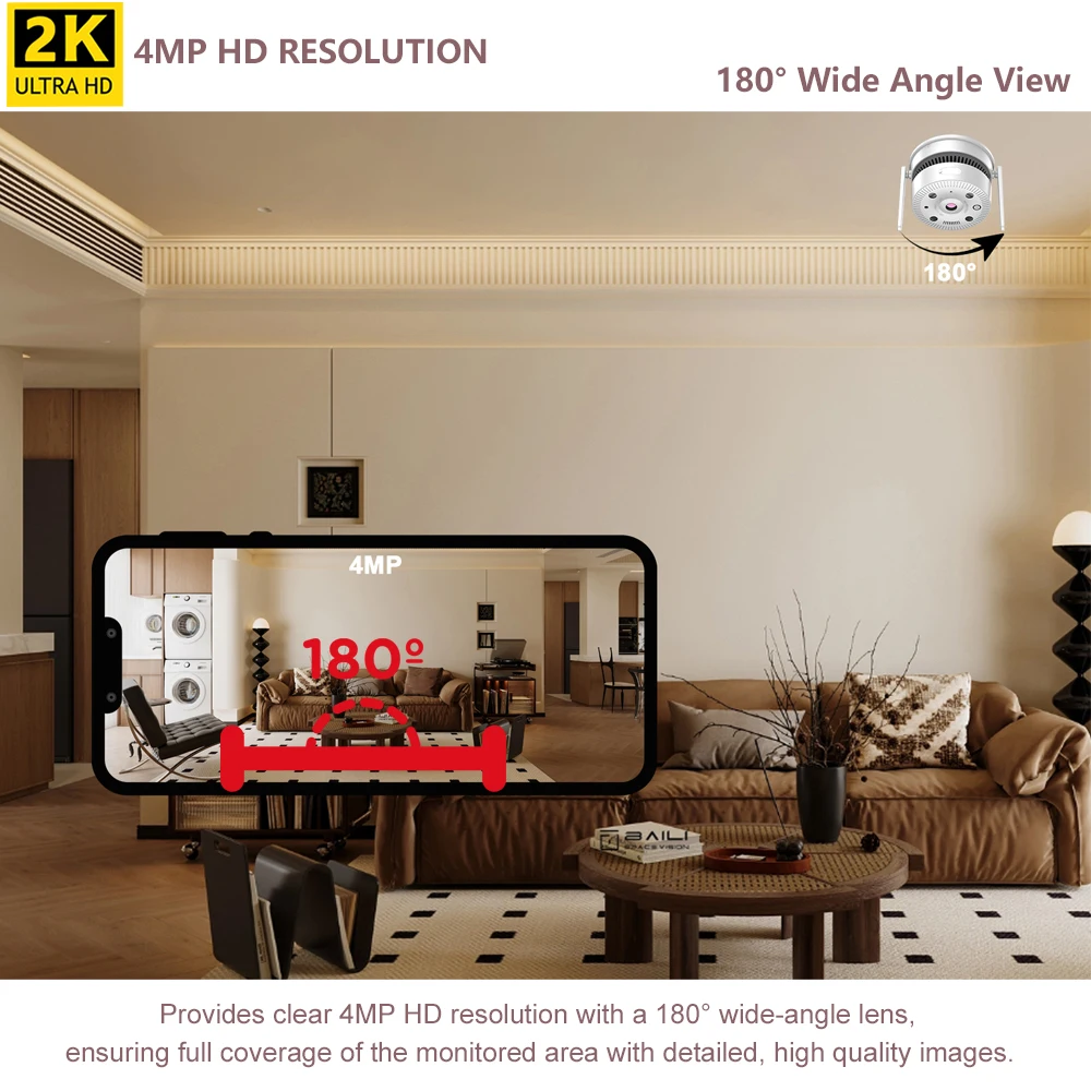 Wide-angle security camera showing detailed indoor scene