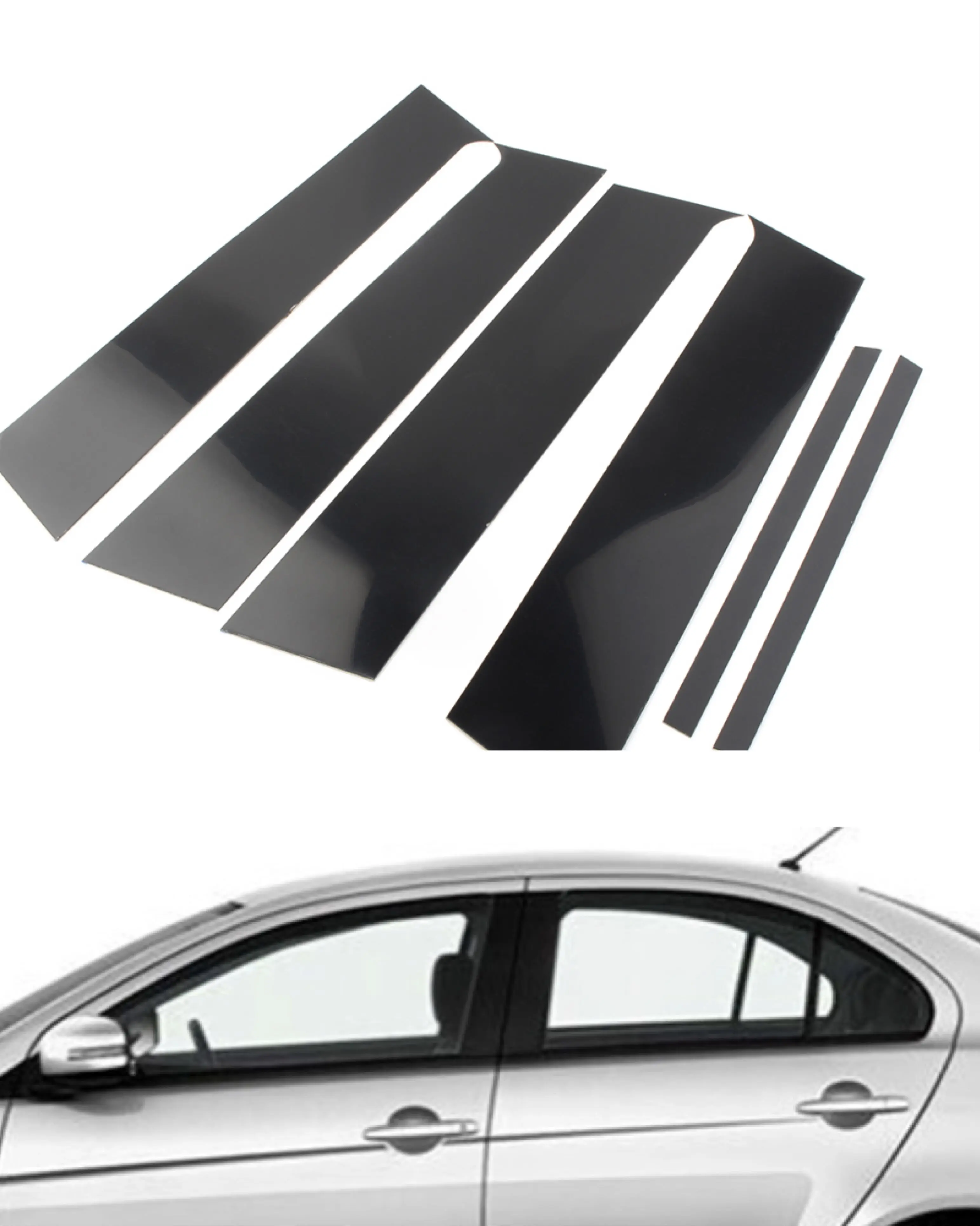 6 Pcs Pillar Posts Door Window Trim BC Column Sticker Exterior for Mitsubishi Lancer Sedan 2008-2017 Proton Inspira 2010-2015 - 34