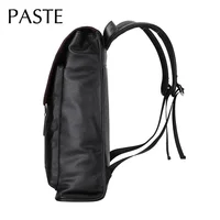Simple Men Backpack Genuine Cow Leather Bagpack Business 15.6 Inch Laptop Computer Back Pack College Student School Bag Black 2