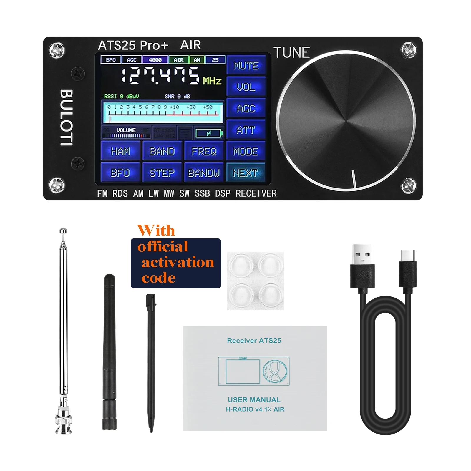 Suoumwa ATS25 Pro AIR FM SW SSB MW LW AIR SDR Full Band Radio-ontvanger, ondersteunt Bluetooth WiFi