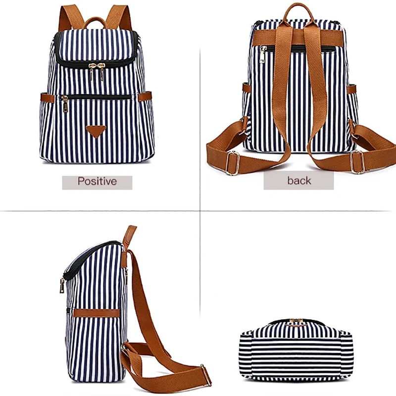 Large capacity High-Quality Adjustable vintage laptop canvas backpack for women simple leisure travel bag