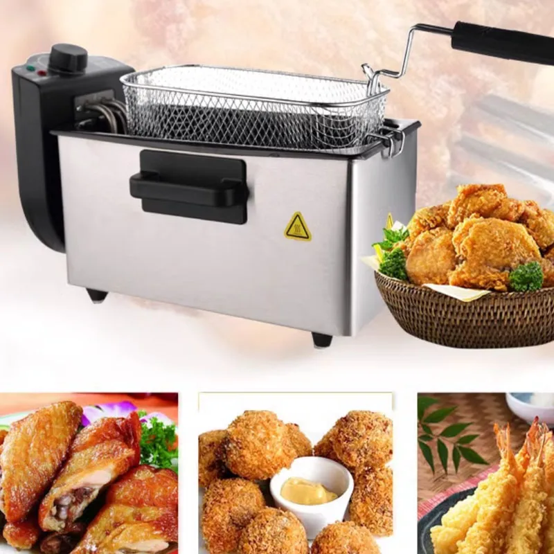 220V electric frying pan 3L French fries oil hot pot fried chicken grill adjustable constant temperature oven