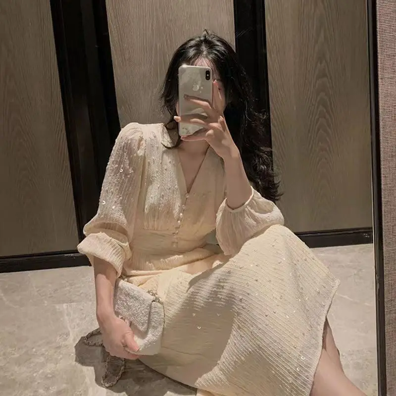 French Waist Figure-Flattering Long Gown Dress main image 1