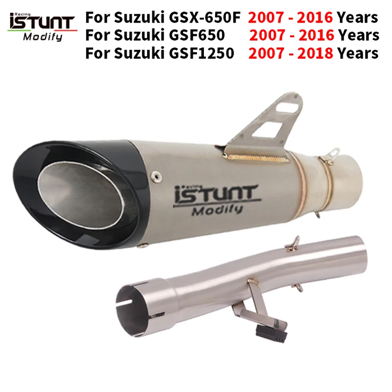 For SUZUKI GSF650 GSX650F 2007-2016 GSF 1250 2007-2018 Exhaust Set Stainless steel Motorcycle Muffler Pipe Silencer Espace Moto