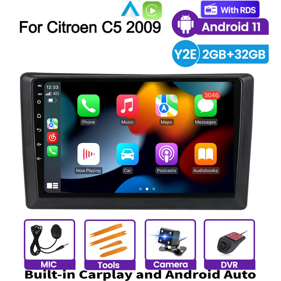 9&quot Android 11 RAM2G Car GPS DVD Player For Citroen C5 2008 2017 Radio Multimedia System Navigation Stereo Head Unit RDS FM | Автомобили
