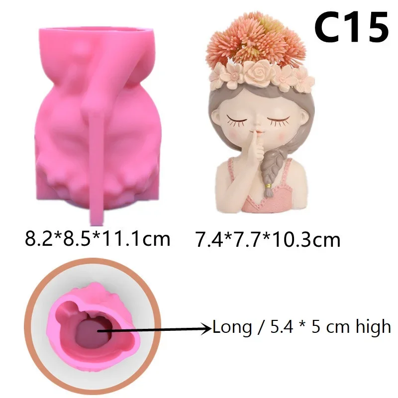 Lovely Princess Girl Seaweed 3D Creative Pen Holder Flower Pot Silicone Mold Scented Candle Food Grade Cake Decoration DIY Tool