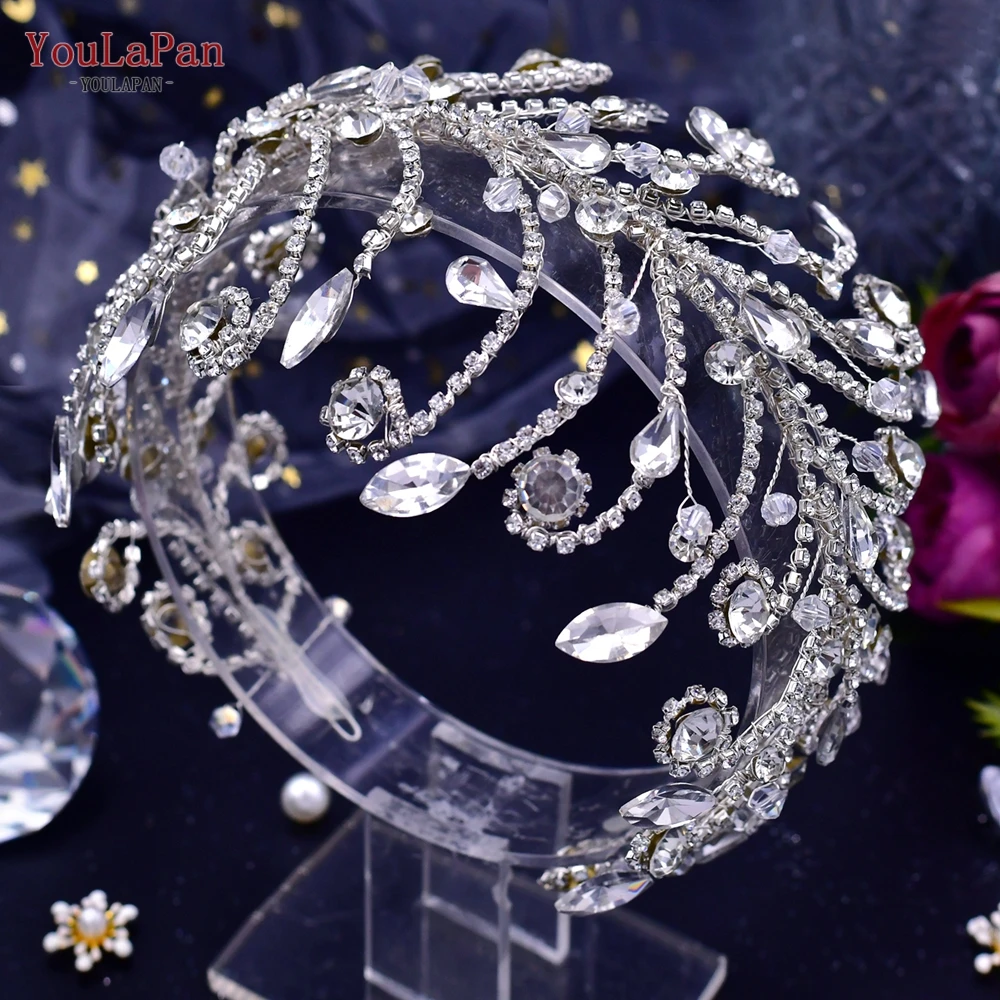 

YouLaPan HP250 Bridal Headpiece for Wedding Rhinestone Bridal Headbands Princess Tiara and Headdress Brides Hair Accessories