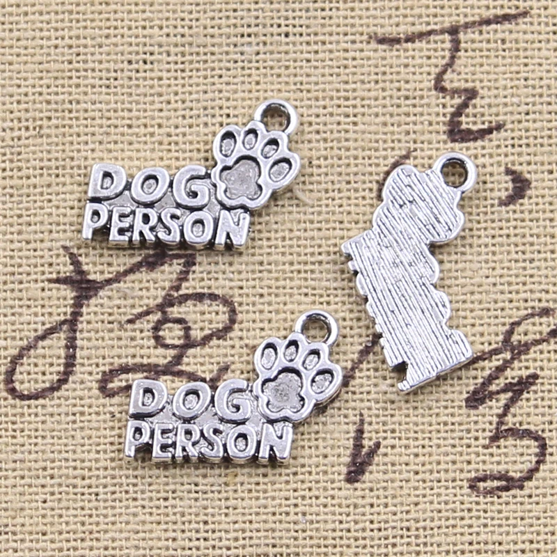 20 stücke Charms Hund Pfote Person 14x17mm Antike Silber Farbe Anhänger DIY Handwerk, Die Entdeckungen Handmade Tibetischen schmuck