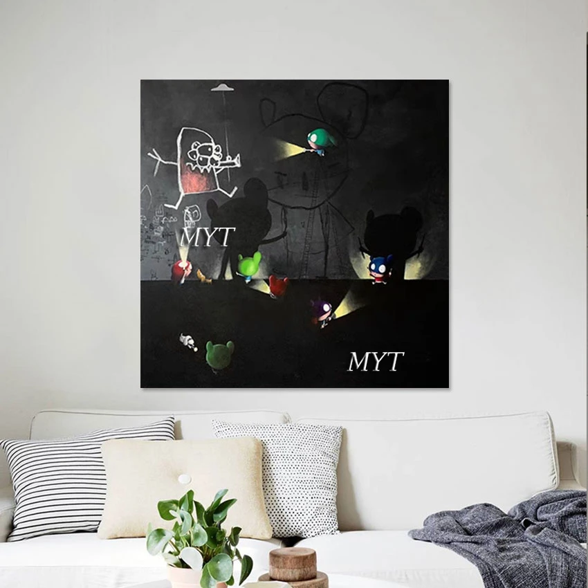 

Kids Artwork Canvas Abstract Decoration Cartoon Design Texture Hand Drawing Art Picture Frameless Acrylic Oil Painting Wall