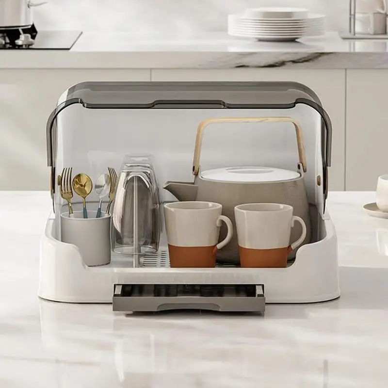 Baby Bottle Drying Rack with Removable Drip Tray Dustproof Bottle Storage Box with Lid Countertop Drying Rack for Toddler bottle drying rack baby bottle drying rack feeding bottle drying rack