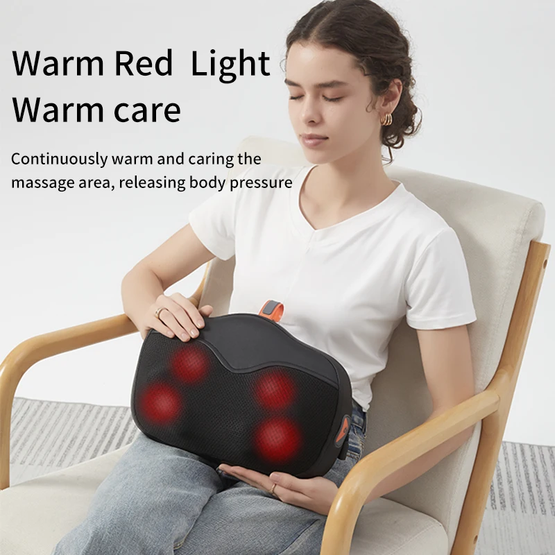 

Electric Shoulder Neck Massage Pillow with Heating Shiatsu for Home Car Use Back Foot Massager Pain Relief Deep Tissue Kneading