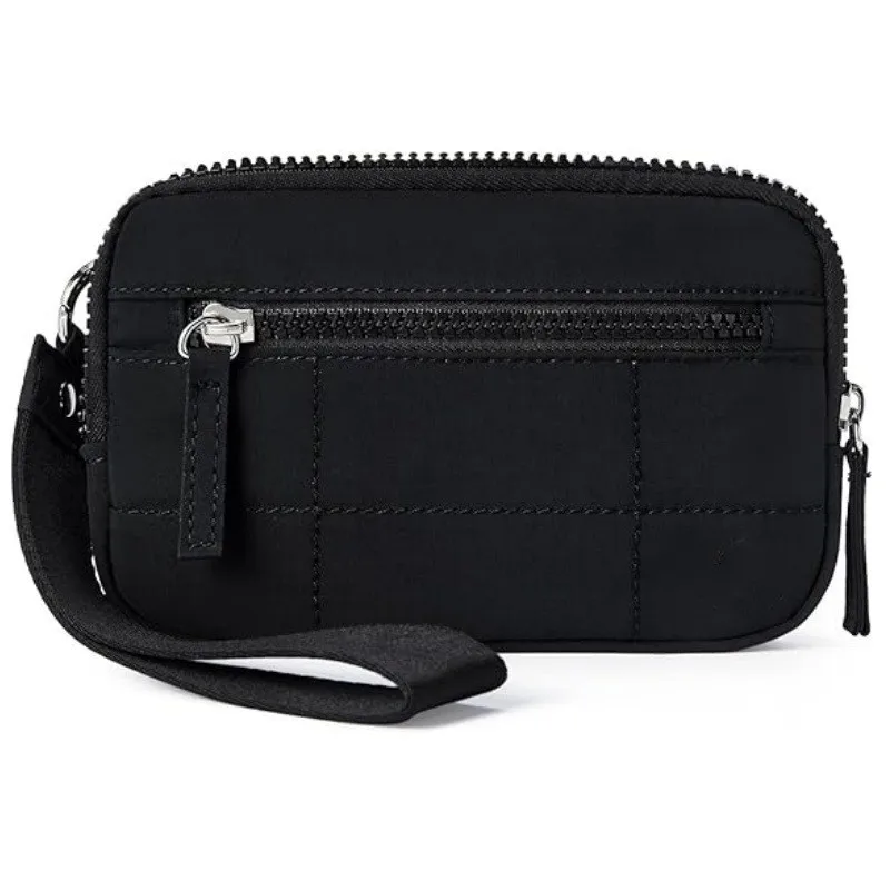 Nylon Quilted Puffer Wristlet Wallet with Multi-Zipper Storage and Organizer