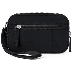 Nylon Quilted Puffer Wristlet Wallet with Multi - Zipper Storage and Organizer (Black)
