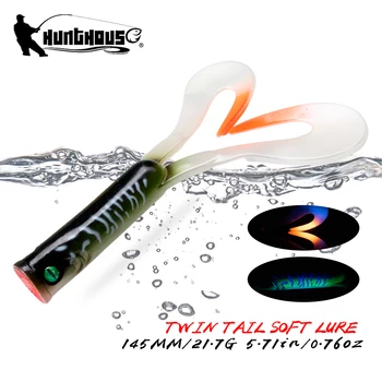 Hunthouse  3pcs/lot Soft Fishing Lure145mm 21.7g Twin Tail Trailer Silicone Spinning Souple Leurre For Pike Barsch Zander Fish