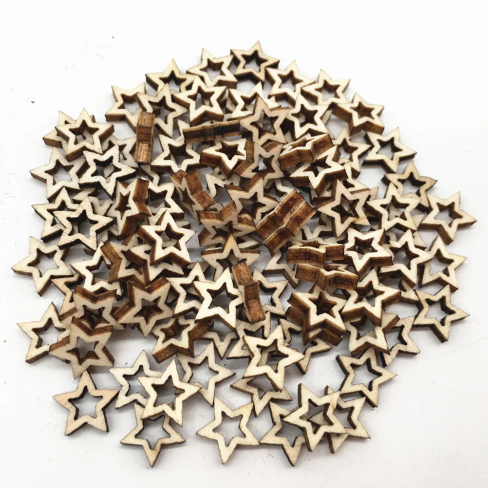 

100 Pcs Wood Slices Wooden Circles Unfinished Natural The Hollow Pentagram Shape