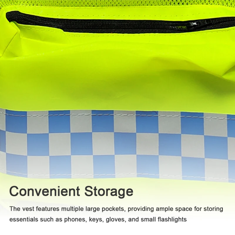 Reflective Safety Vest Pockets and Zipper High Visibility Construction Vest Breathable Work Men Reflective