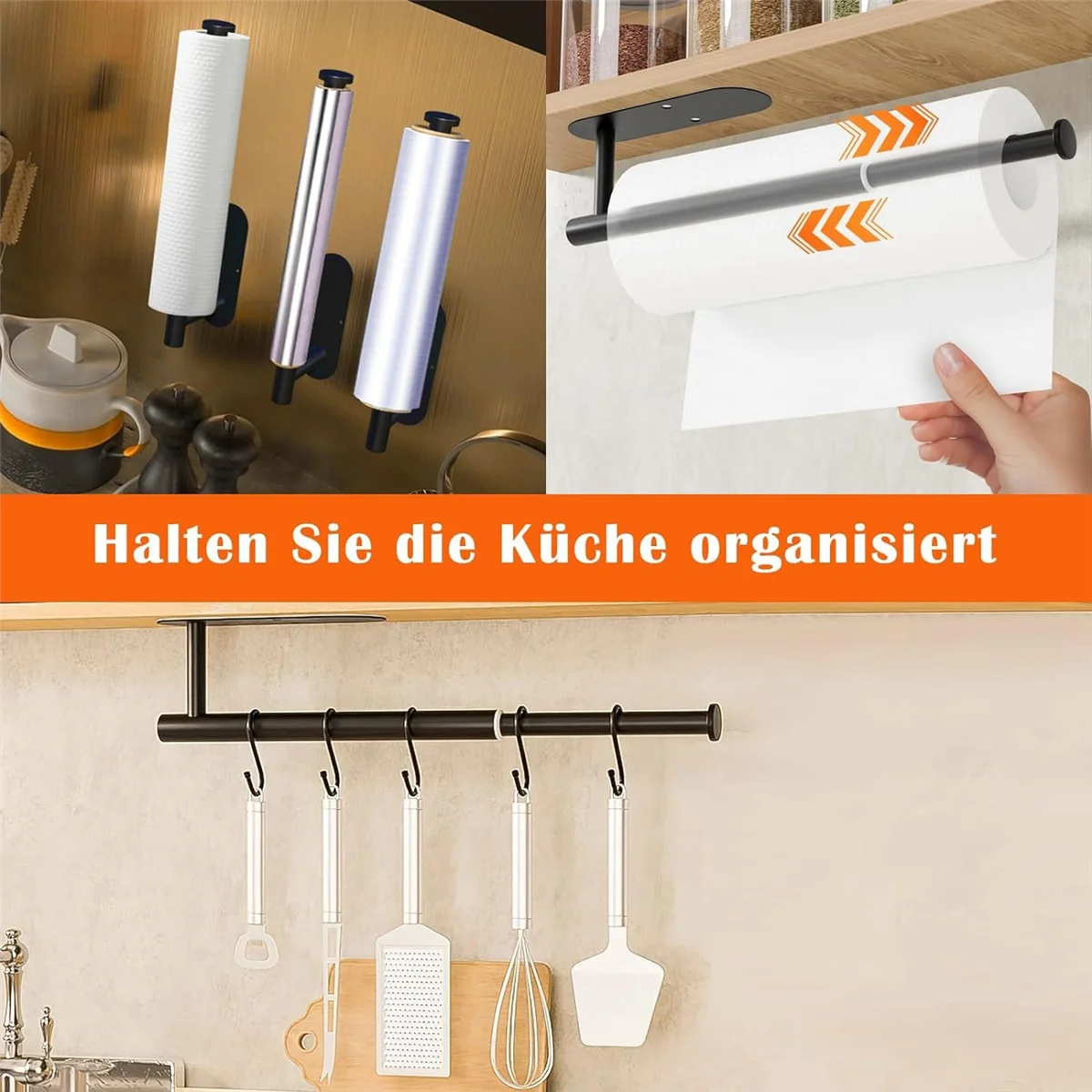 Towel Rail No Drilling Extendable Gluing Bathroom Kitchen Tea Holder Wall Black