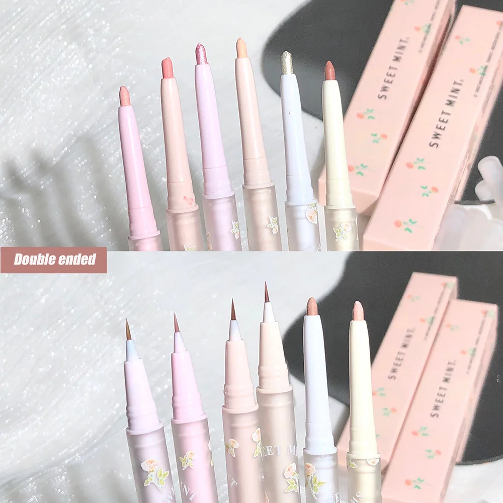 Double Headed Silkworm Pen Glitter Eyeshadow Stick Eyeliner Pen Matte High-gloss Eye Liner Makeup Brighten Tool eyeshadow stick,makeup pen,eyeshadow pen,matte eyeshadow,eyeshadow eyeliner,eyeshadow pencil