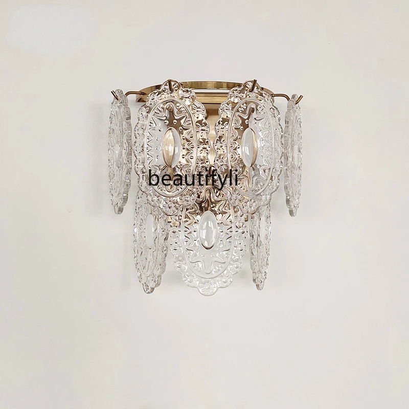 

LBX Lamps Retro Glass Lamp American Style French Style Living Room TV Wall Bedroom Bedside Wall Lamp