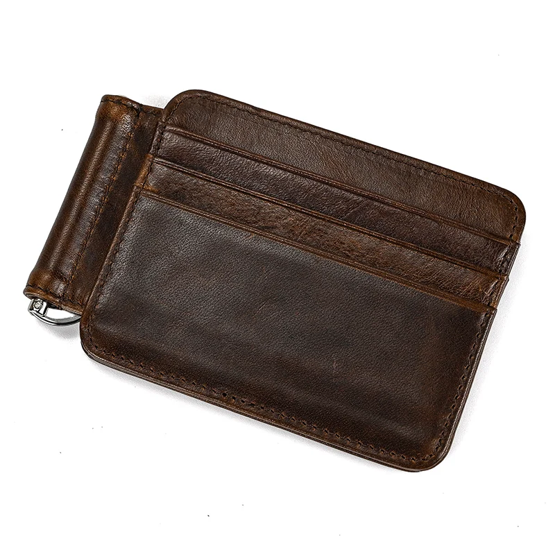 Clip Purse Small Men's Leather Money Clip Wallet Coin Pocket Card Slot Cash Holder Male Bag Magnet Hasp Purse Man Women credit card holder id card holder synthetic leather wallet leather coin purse leather bill organizer