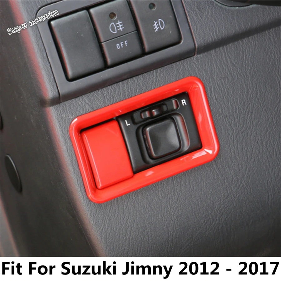 

ABS Rearview Mirror Adjustment Switch Button Decoration Cover Trim For Suzuki Jimny 2012 -2017 Red / Chrome Accessories Exterior