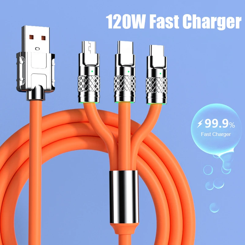 3 in 1 USB Cable 120W 6A Fast Charger Micro USB to Type C Android 3-in-1-usb-cable-120w-6a-fast-charger-micro-usb-to-type-c-android