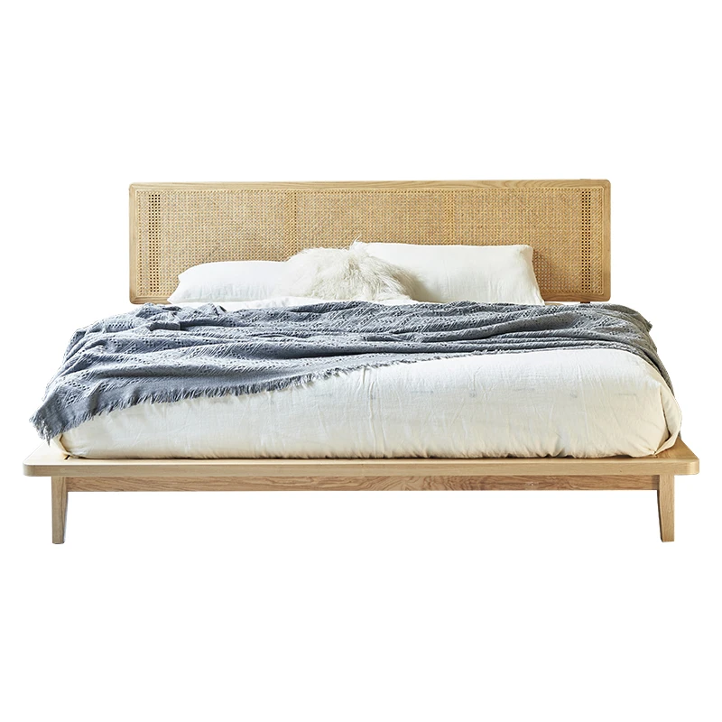 

Simple modern creative bedroom king bed, inn solid wood bed