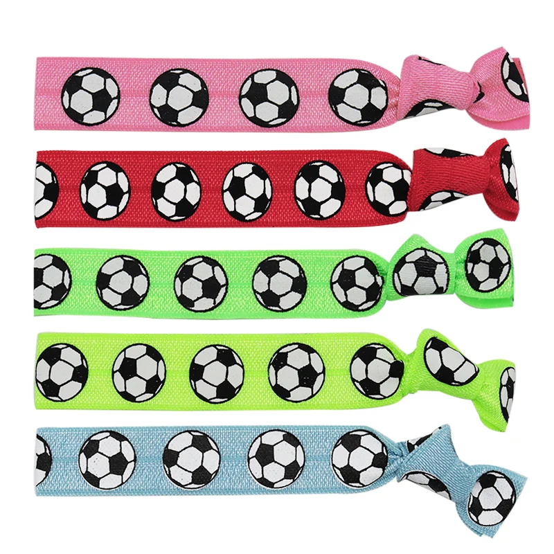 30Pcs Football Soccer Sports Fold Over Elastic Band FOE Hair Tie Ponytail Holder Hair Accessories Bracelets Wristbands football team captain band arm training football captain s armband soccer armband for sports games player tournament