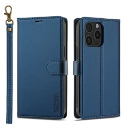 Premium 2 - in - 1 Removable Flip Leather Magnetic Wallet Case - iPhone 17 (Blue)