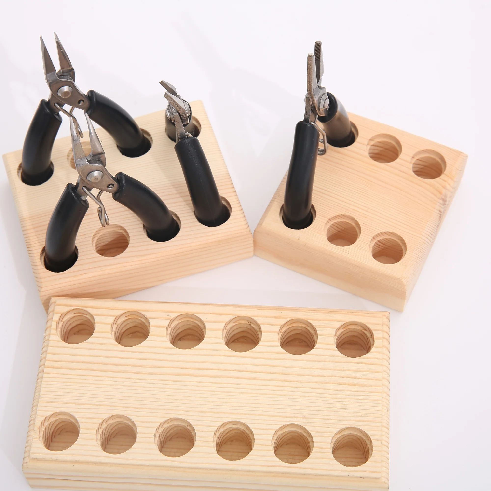 1PC Handmade Solid Wood Pliers Organizer Convenient Storage for Jewelry-Making Tools Keeps Workspace Orderly and Efficient