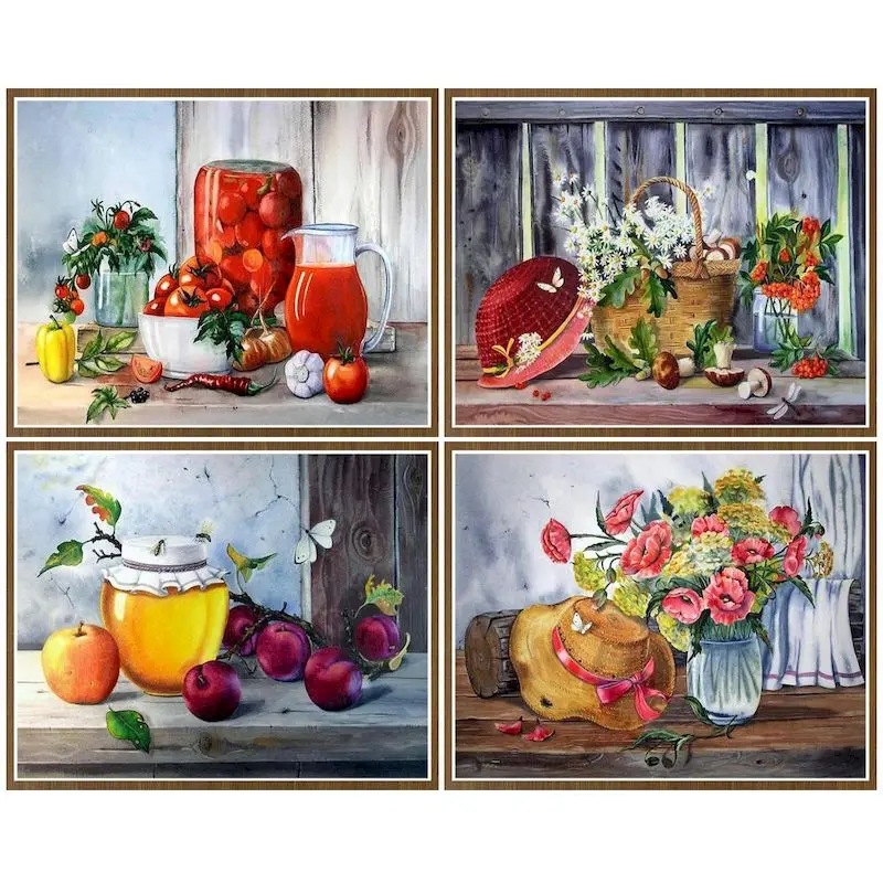 

CHENISTORY Painting By Number Flowers And Fruits Kits Handpainted Picture By Number Drawing On Canvas Home Decoration Diy Gift